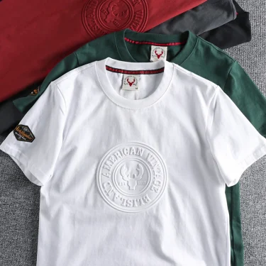Summer New American Retro Short-sleeved O-neck 3D Printed T-shirt Men's Fashion Simple 100% Cotton Washed Casual Sport Tops 3