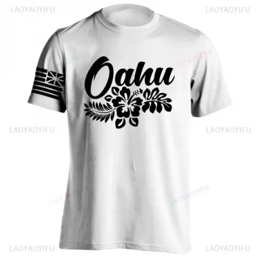 Men's Cotton Shirt OAHU HAWAII SURFING Distressed TShirt Unisex Surf Board Beach Tee Tops Summer Fashion Casual Short Sleeves 5
