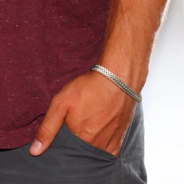Stylish Stainless Steel Bali Foxtail Chain Bracelet for Men,Double Franco Link Chain Bracelets,Armband Male Jewelry 2
