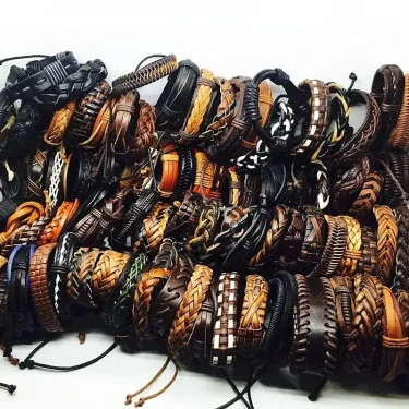 5Pcs/Lot Bulk Vintage Leather Charm Bracelets For Men Women Mix Styles Adjustable Bangle Fashion Jewelry In Wholesale 5