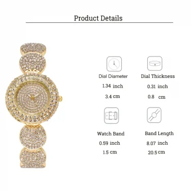 Women's Watch Luxury Rhinestone Quartz Bracelet Watch Sparkling Fashion Analog Party Dress Wrist Watch 4