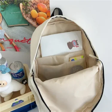 Y2K Girls Star Pattern Laptop Backpack Teen Student Large Capacity School Bookbag Corduroy Rucksack Double Strap Shoulder Bag 5
