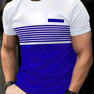 Fashion Striped Pattern Men's Short Sleeve T-Shirts Summer 3d Printed Street Trend Simple T Shirt 6XL Plus Size Casual Tops 3