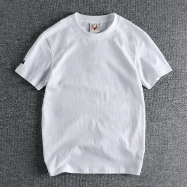 Summer New American Retro Short-sleeved O-neck Solid Color T-shirt Men's Fashion Simple 100% Cotton Washed Casual Sport Tops 2