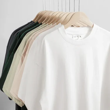 300g Heavyweight Thickened Pullover Cotton Short Sleeved T-shirt for Men's Summer Solid Color T-shirt Streetwear 2