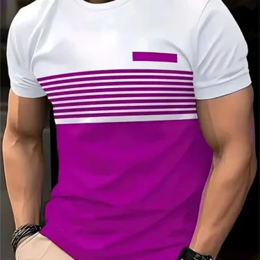 Fashion Striped Pattern Men's Short Sleeve T-Shirts Summer 3d Printed Street Trend Simple T Shirt 6XL Plus Size Casual Tops 2