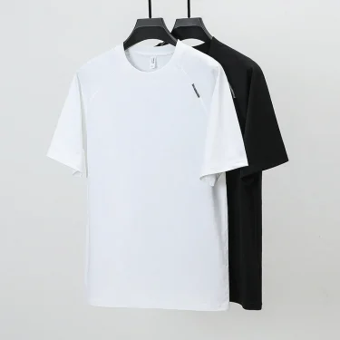 100% Cotton. Solid Color O-neck Men's Base Shirt, Breathable, Moisture-wicking Casual Short-sleeve T-shirt.S-3XL 2