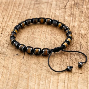 Handmade Man Jewelry Tiger Eye Stone Hematite Braided Bracelet Charm Bracelet for Couple 3