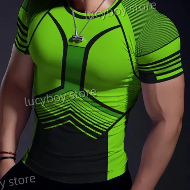 Mens Color blocks T Shirt Muscle Training Tees Short Sleeve Tees Quick Drying Running Sportwear Men Oversized Tops Men Clothing 2