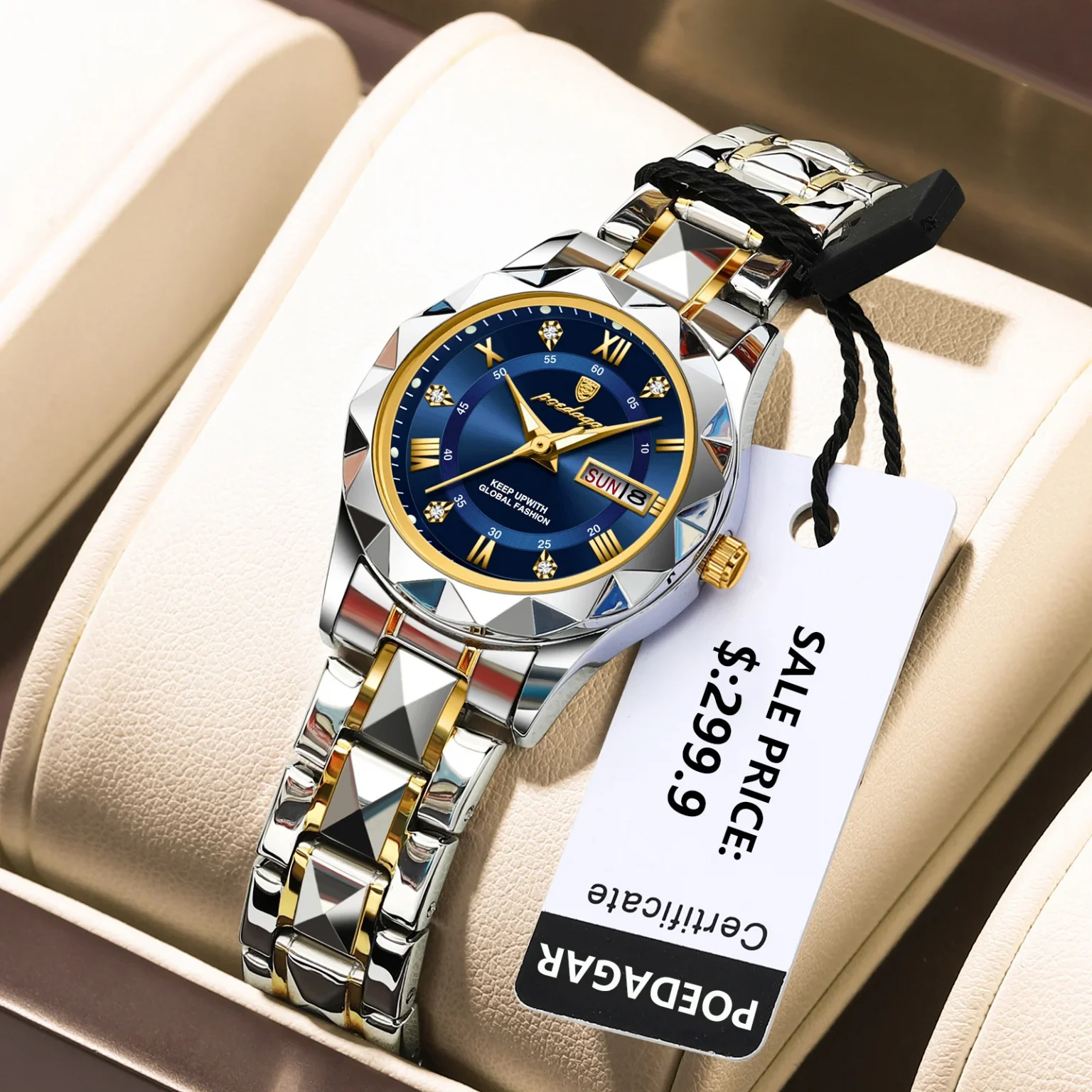POEDAGAR Luxury Ladies Dress Watch Luminous Waterproof Week Date Woman Wristwatch Stainless Steel Women Quartz Watches reloj+box 1