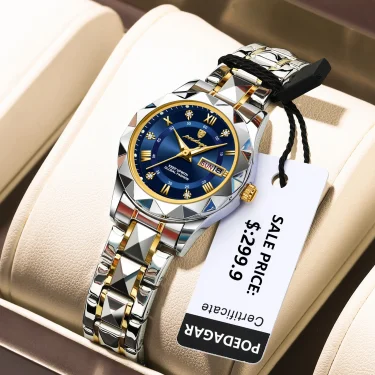 POEDAGAR Luxury Ladies Dress Watch Luminous Waterproof Week Date Woman Wristwatch Stainless Steel Women Quartz Watches reloj+box 1