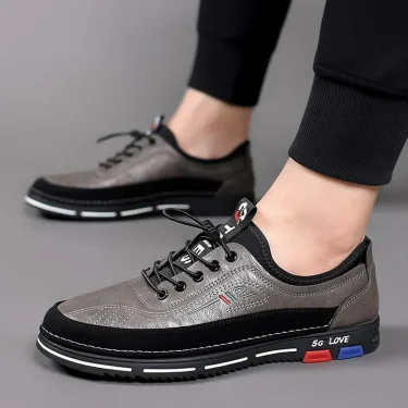 Genuine Leather Man Shoes Elastic Band Men's Sneakers Concise Soft Soled Men Casual Shoes Light Running Sneaker Tenis Shoes 50 2