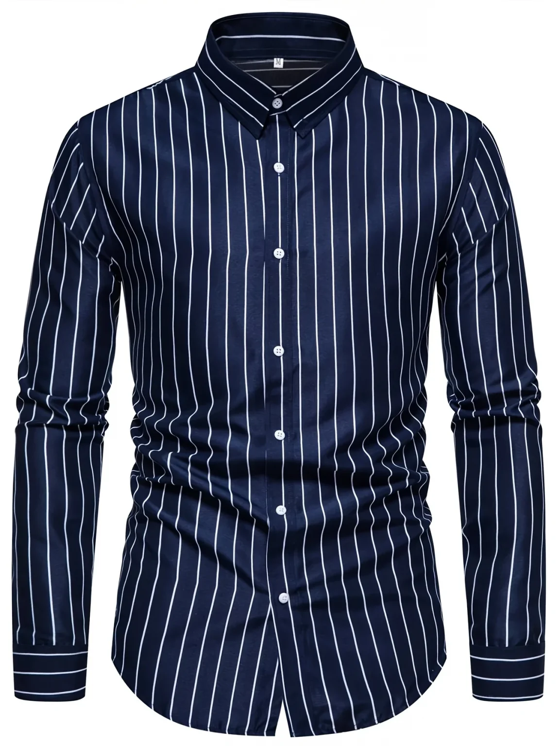 FGKKS New Men's Casual Shirt Fashion StrIped Long Sleeve Male Business Dress Shirt 2