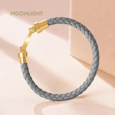 MOONLIGHT Classic Style Genuine Braided Leather Bracelets for Women Simple U-shaped Couples Bracelet Female Man Jewelry Gift 3