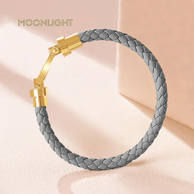 MOONLIGHT Classic Style Genuine Braided Leather Bracelets for Women Simple U-shaped Couples Bracelet Female Man Jewelry Gift 3