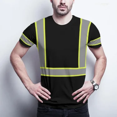 High End 100% Cotton Men T-shirts Safety Work Clothing 3D Print Breathable Uniform Tees Sweat Wicking Comfort Oversized T Shirt 2