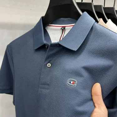Plus Size Men Cotton Polo Shirts Short Sleeve Turn-down Collar Embroidered T-shirts Loose Man Polo Sports Casual Tops 3