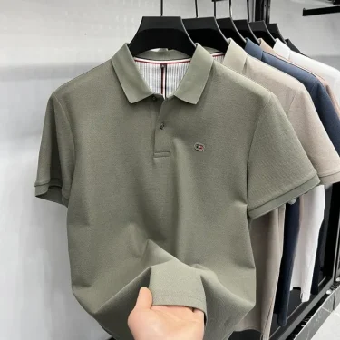 Plus Size Men Cotton Polo Shirts Short Sleeve Turn-down Collar Embroidered T-shirts Loose Man Polo Sports Casual Tops 6