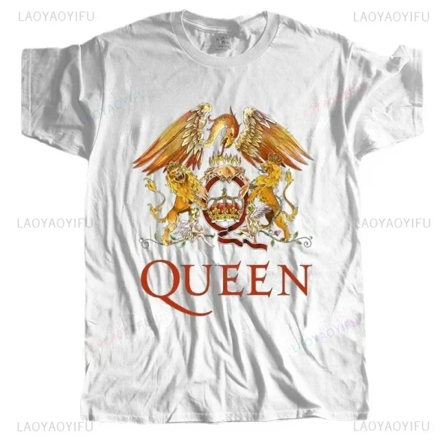 Fashion Brand Queen T Shirts Mens Loose Homme T Shirt Summer Women T-shirt Queen LOGO Rock Band Sweatshirts Soft Comfortable 4
