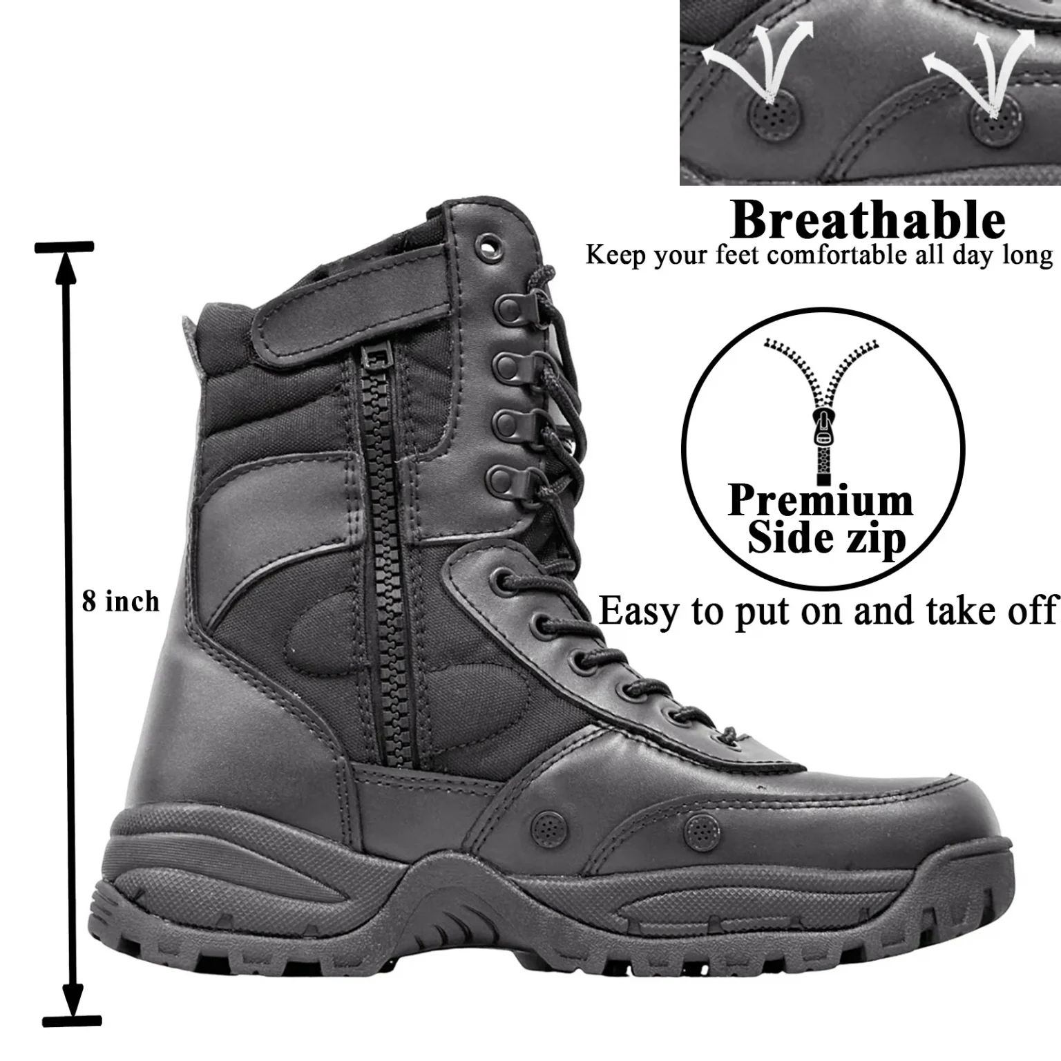 LAHORS Brand Lightweight Cowhide Leather Tactical Boots Men's Boots Desert Combat Boots Outdoor Hiking Boots Ankle Shoes Men 3