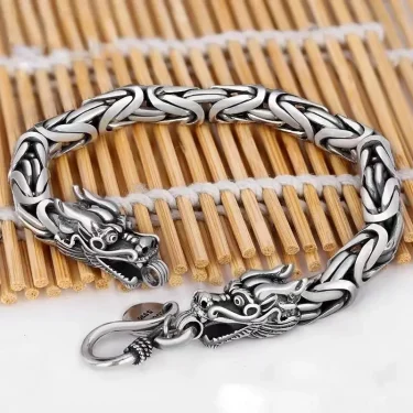 Stainless Steel Silver Color Gold Color Black Dragon Clasp Rock Chain Men Bracelet Bangle Hip-Hop Jewelry Gifts New Fashion 1
