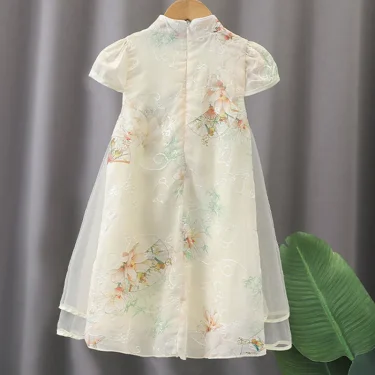 Tang Girls Casual Dresses Chinese Kids Clothes Perform Cheongsams Fashion Girl Hanfu Dress Summer Modern Qipao Baby Vestido 3