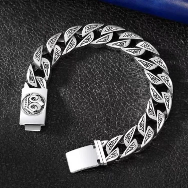 Retro Original Design Stainless Steel Cuban Bracelet Men Women Couple Matte Bangle Punk Hip Hop Thick Chunky Chain Wristband 3