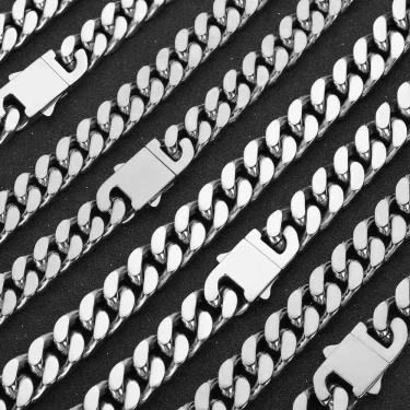 Punk Hip Hop Cuban Chain Men's Bracelet Stainless Steel Fine Polished Chain 7mm/9mm Four Sides Cut Boyfriend Gift 6