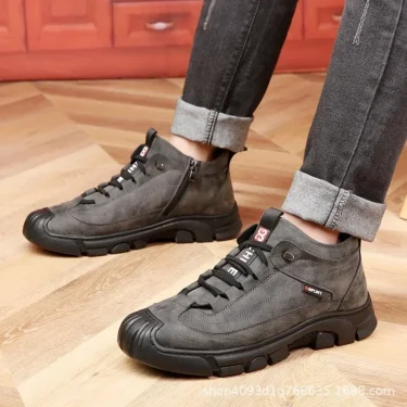 Men's Boots Wool Snow Boots Outdoor Non-slip Hiking Shoes Sneakers for Men Winter Plush Warm Cotton Shoes Botas 5