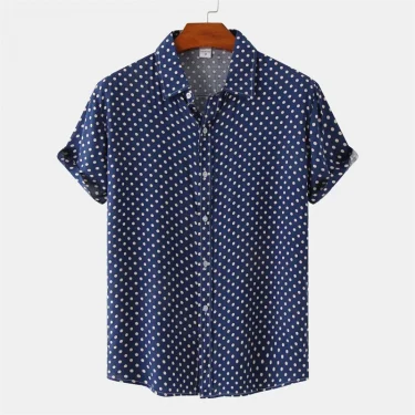 Fashion Solid Colored Dots Hawaiian Shirt Men Casual Short Sleeves Summer 3d Printed Button Blouse Tops Street Button Shirts 2