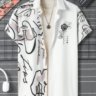 Summer Men Women Seaside button-down Versatile Shirts With Personalized And Interesting Print Design short-sleeved Fashion Tops 4