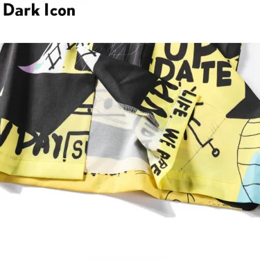 Dark Icon Graffitti Retro Shirts 2025 Summer Street Men's Shirt Short Sleeve Turn-down Collar Vintage Shirts for Men 5