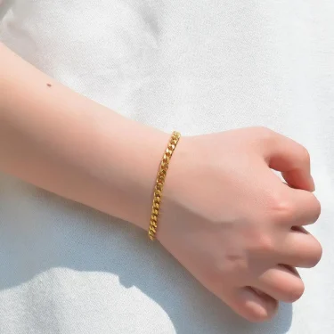 New Stainless Steel Gold Color Cuban Bracelet Men And Women Fashion Hip Hop Punk Jewelry Brithday Gift 3