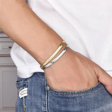 3/4/5MM Stainless Steel Snake Chain Bracelet For Women Men Classic Gold Color Charm Bracelets Jewellery Wholesale Dropshipping 5