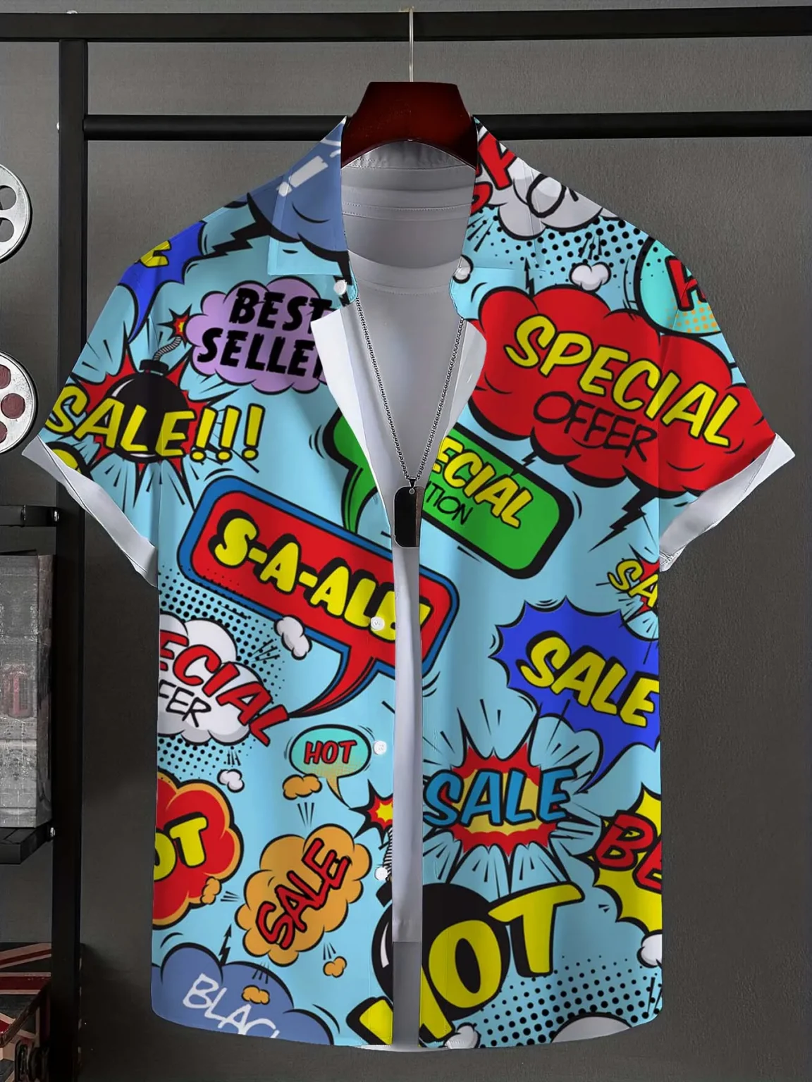 Men's Shirt Fashion Novel Graphic Tops Button Up Shirt Casual New Unisex Shirt Vacation Lapel Short Sleeves Shirt Carnival 3