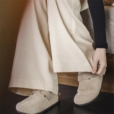 Maden Vintage Pleated Beige Wide-Leg Pants Women's Spring&Summer Straight Floor-Length Trousers Versatile Casual Palazzo Pants 4
