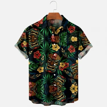 Men's Fashion Summer T-Shirts Hawaiian 3d Print Cozy Casual One Button Shirts Short Sleeve Beach Oversized Shirts 5
