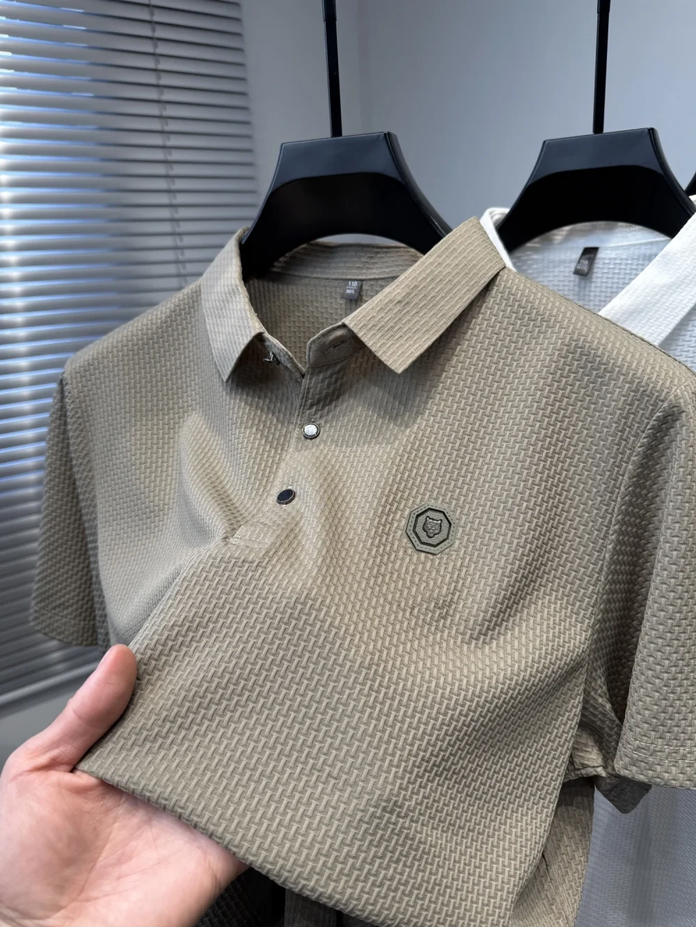 Men's summer new brand POLO shirt luxurious high-end customized relief design short sleeve fashionable elastic breathable Tshirt 5