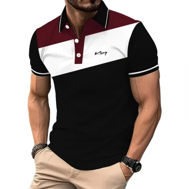 New Men Slim Fit Summer Short Sleeve Sport Polo Shirt Men Fashion Slim Fit Spell Color Polo Shirt Men Quick Drying Polo Shirt . 5