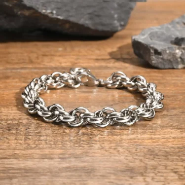 Chunky Twisted Chain Bracelets for Men Boys,Never Fade Stainless Steel Links Wristband,Punk Jewelry Gifts 4