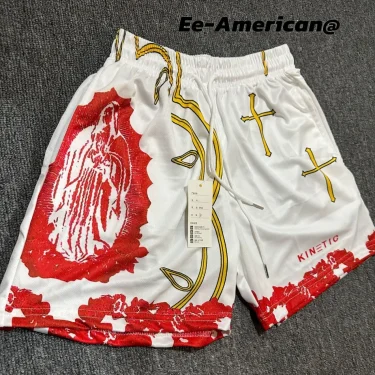 Basketball American Beach Pants Sports Print National Trend Training Trend Running Loose Four-Cubic Shorts Quick Dry Breathable 1