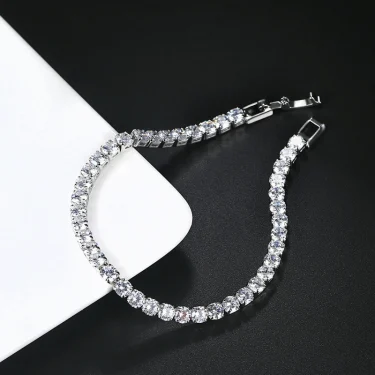 Luxury Hiphop Iced Out 4mm Cubic Zirconia Crystal Tennis Bracelets For Women Men Gold Color Silver Color Bracelet Chain Jewelry 2