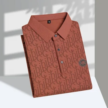 New Men's Business Casual Short Sleeved Shirt with Badge Solid Color Polo Shirt Fashionable Breathable Comfortable Versatile Top 3