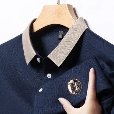 2025 Men's New Embroidered Cotton Business Leisure Short Sleeved POLO Shirt Fashion Short Sleeved Comfortable and Breathable Top 5