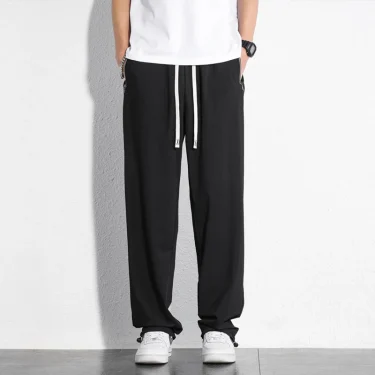 2025SS Summer Ice Silk 190 Tall Men's Oversize Casual Sports Straight Pants with Extra Large Elasticity 110/115/120cm 2