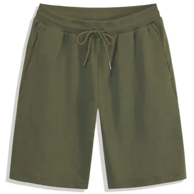 Summer Solid Men's Shorts Elastic Drawstring Shorts Joggers Loose Fitness Breathable Sports 5 piece Cotton Outfit Casual Pants 2