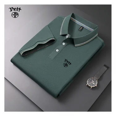 New Men's T-shirt Classic Short sleeved Polo Shirt Summer Top Casual T-shirt Button Lapel Super Large S-4XL Casual Polo Shirt 4