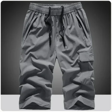 Men's Summer Quick Dry 3/4 Pants Lightweight Capri Shorts Hiking Fishing Travel Casual Cargo Shorts Pants Men Gym Shorts 7XL 8XL 1