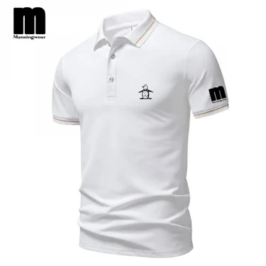 Summer new men's casual collar polo shirt, summer fashion casual collar button short sleeved comfortable breathable top 2