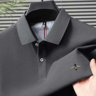 100% pure cotton luxury mens short sleeve summer new business casual polo shirt designer brand embroidered top fashionableTshirt 2
